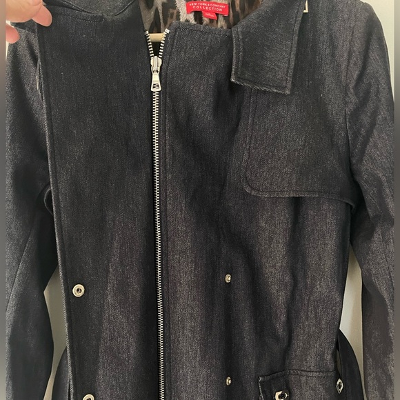 NEW YORK & Company Collection Demin Trench Coat Long Jacket Size 6 - Picture 9 of 13